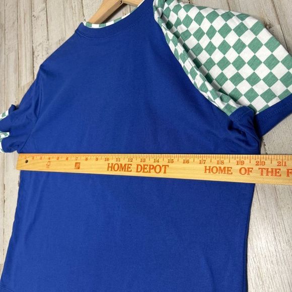 Nickelodeon Womens Reptar Graphic Blue Checkered Long Sleeve T-Shirt Size L NEW! - Picture 4 of 6